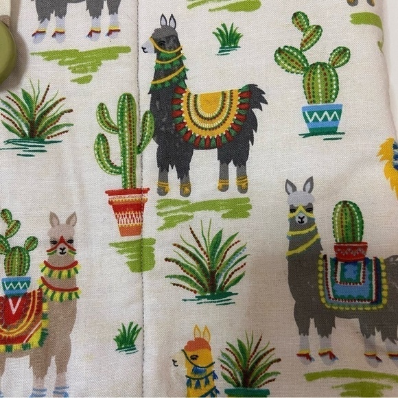 Handmade One Of A Kind Cotton Llama Print Tote Bag - Picture 3 of 15